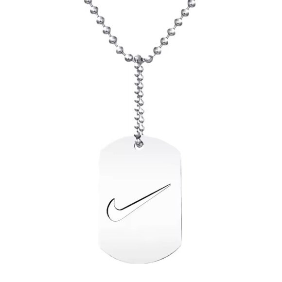 NEW Nike SILVER NECKLACE Stainless Steel 24" CHAIN DOGTAG ADJUSTER SWOOSH - Picture 1 of 11